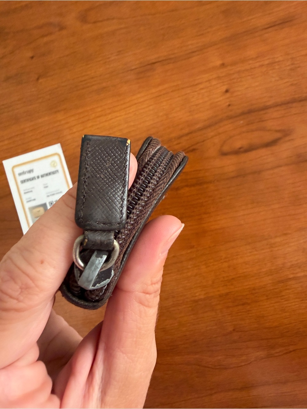 Prada Unisex Small Black Saffiano Zip Key and Card Holder with Metal Logo - Picture 14 of 14
